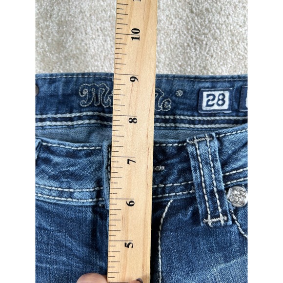 Miss Me Womens Size 28 Cuffed‎ Capri Jw5755P3 Thick Stitch Embellished - Picture 5 of 16
